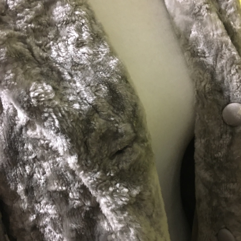 Silver faux fur.